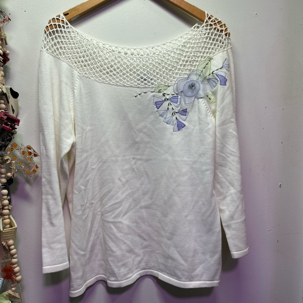 Together White and Purple Floral Blouse